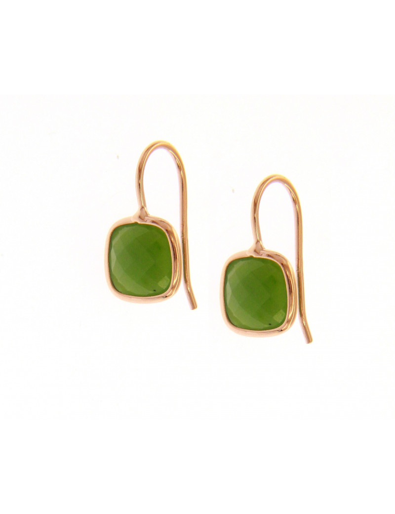 Pendientes Oro Rosa Piedra Verde Aventurina