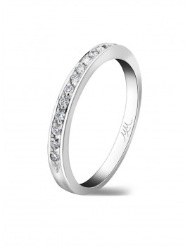 vista lateral Alianza de diamantes Matilde en oro blanco 18k de Joyería Marga Mira Alicante