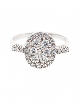 Anillo Rosetón Oval de Diamantes 0,60 Kts