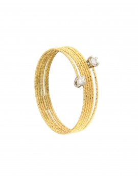 Silenzio: Anillo Hilo Oro 18k con 2 Piedras. Anillo Espiral Oro 18k