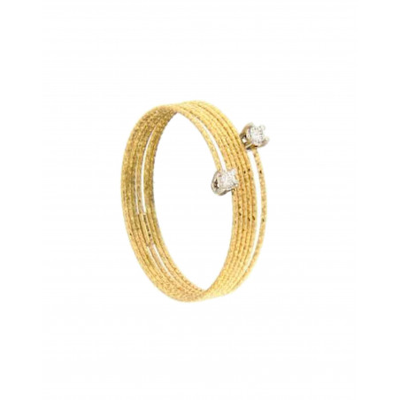 Silenzio: Anillo Hilo Oro 18k con 2 Piedras. Anillo Espiral Oro 18k