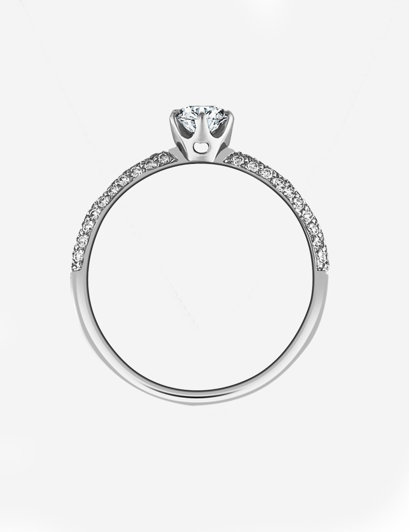 Campanilla: Anillo Solitario de Oro Blanco 18kts con Diamante