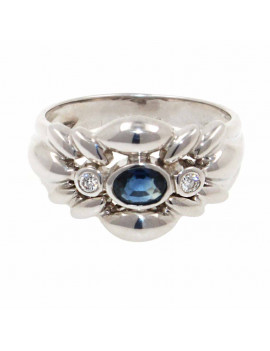 Anillo Oro Diamantes y Zafiro