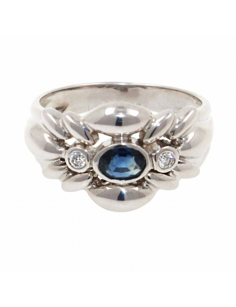Anillo Oro Diamantes y Zafiro