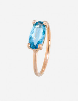 Anillo de Oro 18k con Topacio London Blue. Anillo de Mujer Oro 18k