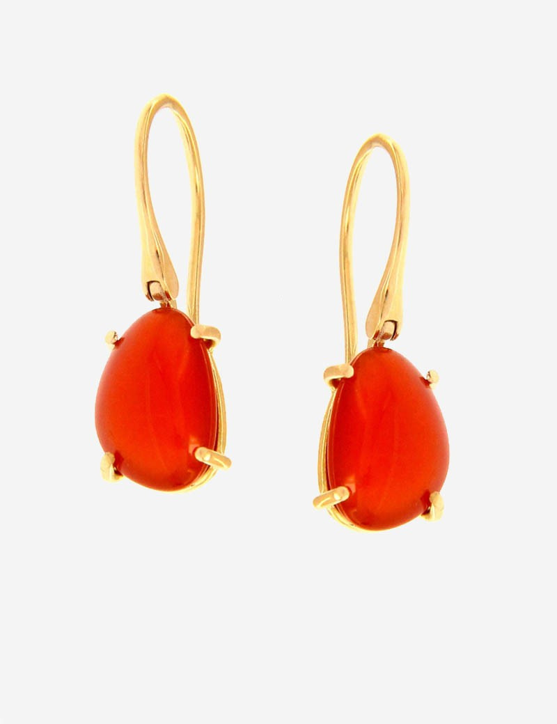 Pendientes de Oro 18k con Cornalinas. Pendientes Mujer Piedras Rojas