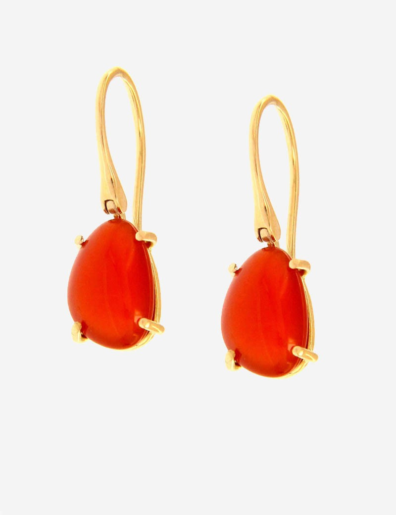 Pendientes de Oro 18k con Cornalinas. Pendientes Mujer Piedras Rojas
