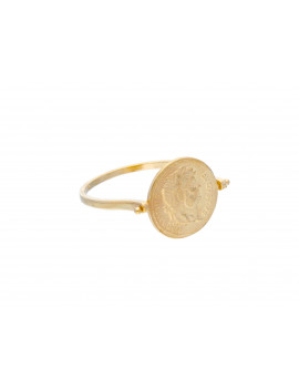 Anillo de Oro Amarillo con Moneda. Sortija de Oro 18k