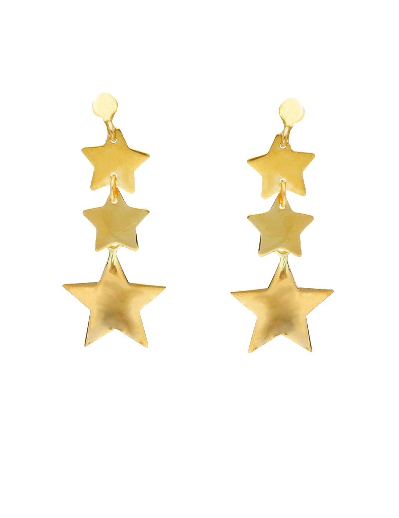 ▷ Pendientes Colgantes Estrellas de Oro 18k. Pendientes Largos de Mujer