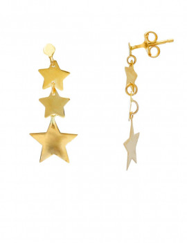 ▷ Pendientes Colgantes Estrellas de Oro 18k. Pendientes Largos de Mujer