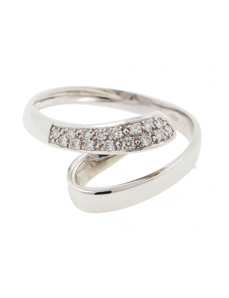 Anillo Zigzag de 16 Diamantes 0,14ctH-VS. Oro Blanco 18k Pavé