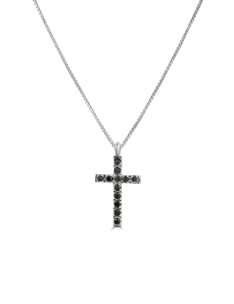 † Divina: Colgante Cruz de Oro y Diamantes Negros | Joyería Marga Mira