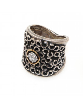 Anillo oro y plata con diamantes