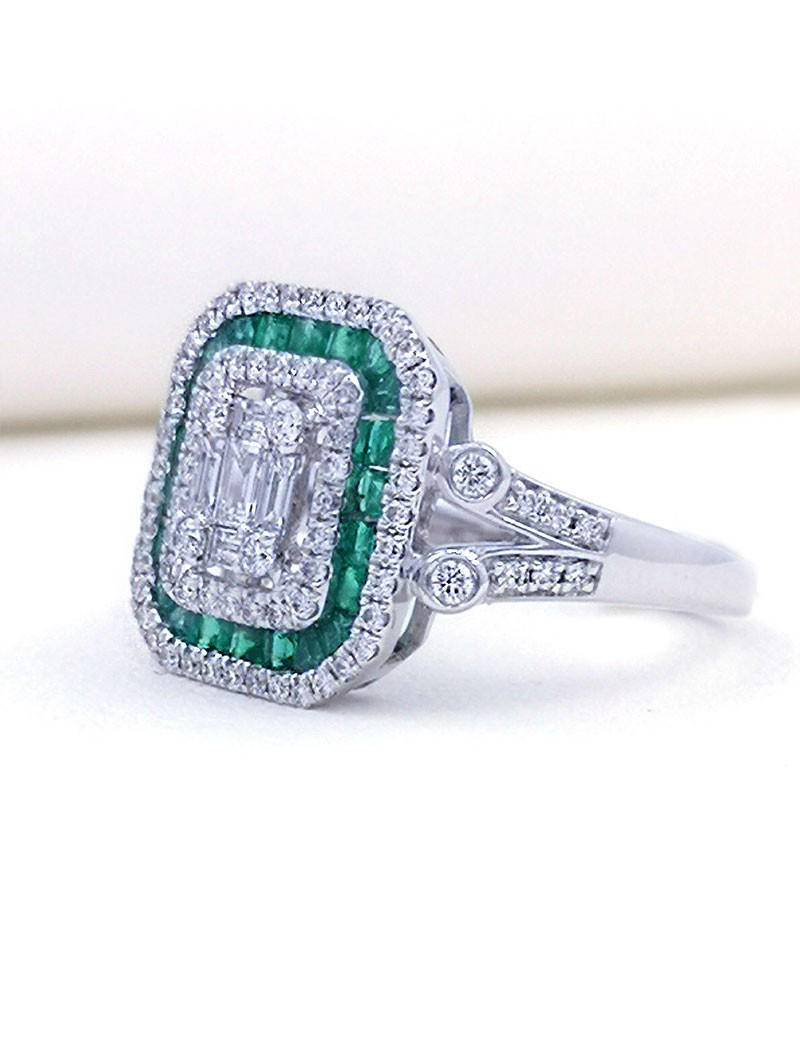 Bianca: Anillo de Esmeraldas 0,44ct y Diamantes 0,69ct