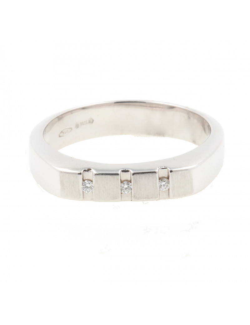 Anillo Caballero con Diamantes en Oro Blanco 18k