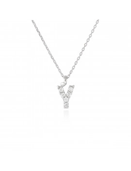 ▷ Collar Letra Y Inicial de Diamantes en Oro Blanco 18k · Marga Mira