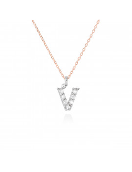 ▷ Collar Letra V Inicial de Diamantes y Oro Blanco 18k · Marga Mira