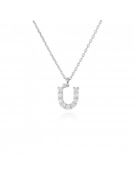 ▷ Collar Letra U Inicial de Diamantes y Oro Blanco 18k · Joyería Marga Mira
