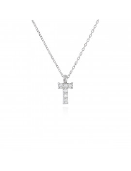 ▷ Collar Letra T Inicial de Diamantes y Oro Blanco 18k · Marga Mira