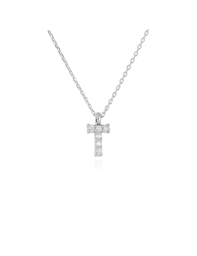 ▷ Collar Letra T Inicial de Diamantes y Oro Blanco 18k · Marga Mira