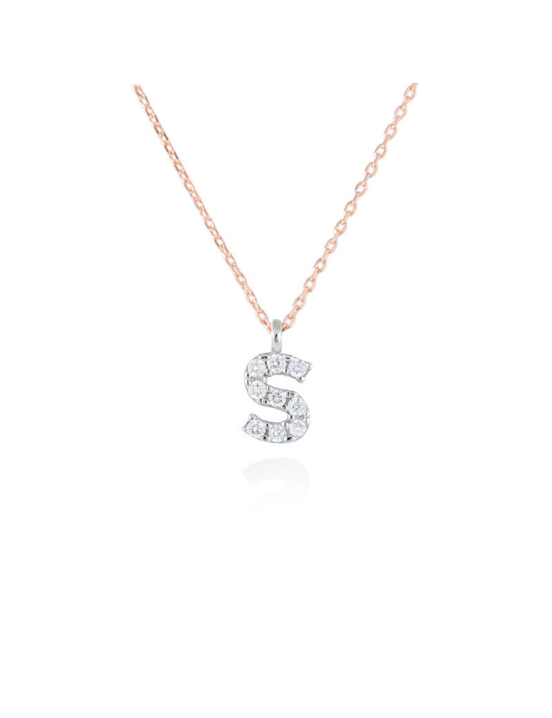 ▷ Collar Letra S Inicial de Diamantes y  Oro Blanco 18k · Marga Mira