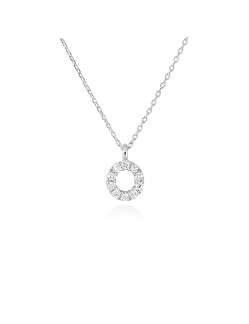 ▷ Collar Letra O Inicial de Diamantes Oro Blanco 18k · Marga Mira