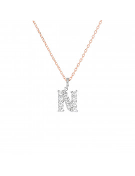 ▷ Collar Letra N Inicial de Diamantes Oro Blanco 18k · Marga Mira