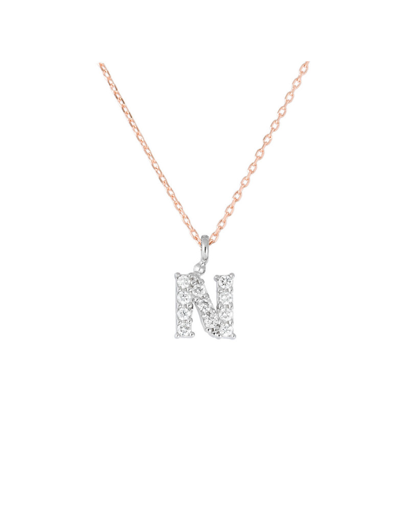 ▷ Collar Letra N Inicial de Diamantes Oro Blanco 18k · Marga Mira