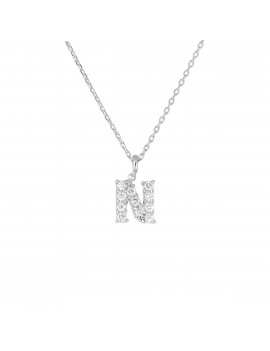 ▷ Collar Letra N Inicial de Diamantes Oro Blanco 18k · Marga Mira