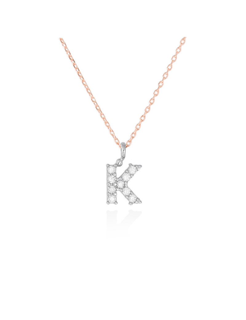 ▷ Collar Letra K Inicial de Diamantes Oro Blanco 18k · Marga Mira