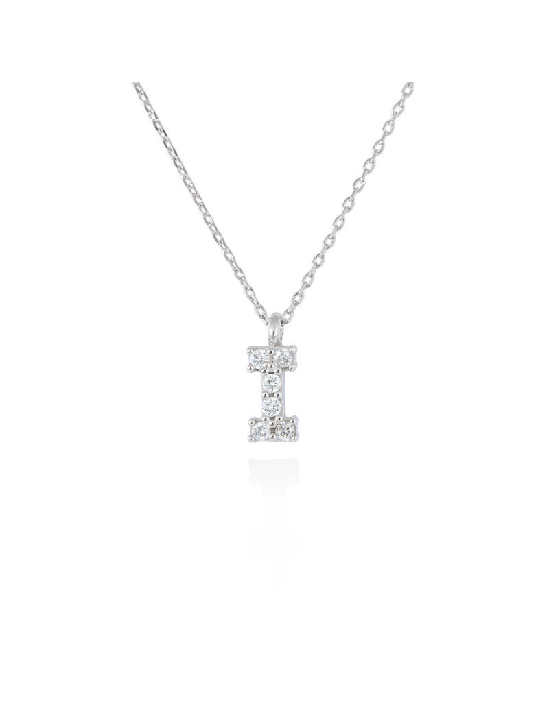 ▷ Collar Letra I Inicial de Diamantes Oro Blanco 18k · Marga Mira