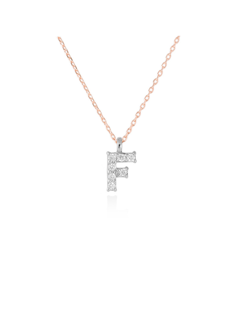 ▷ Collar Letra F Inicial de Diamantes Oro Blanco 18k · Marga Mira