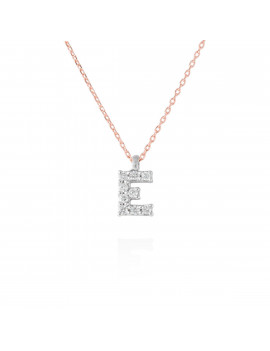 Collar "Letra E" de Diamantes en Oro Rosa 18k