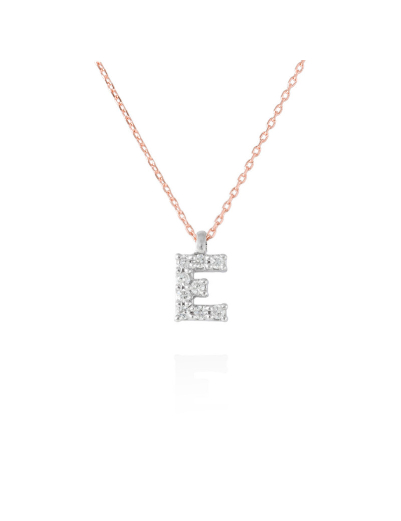 Collar "Letra E" de Diamantes en Oro Rosa 18k