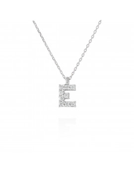 Collar "Letra E" de Diamantes en Oro Blanco 18k