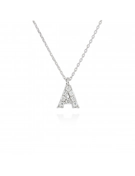 Collar "Letra A" de Diamantes en Oro Blanco 18k