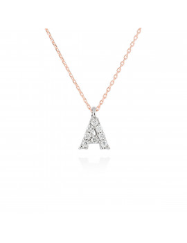 Collar "Letra A" de Diamantes en Oro Rosa 18k
