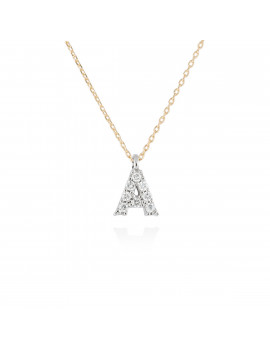 Collar "Letra A" de Diamantes en Oro Amarillo 18k
