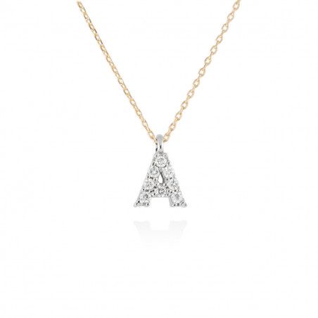 Collar "Letra A" de Diamantes en Oro Amarillo 18k