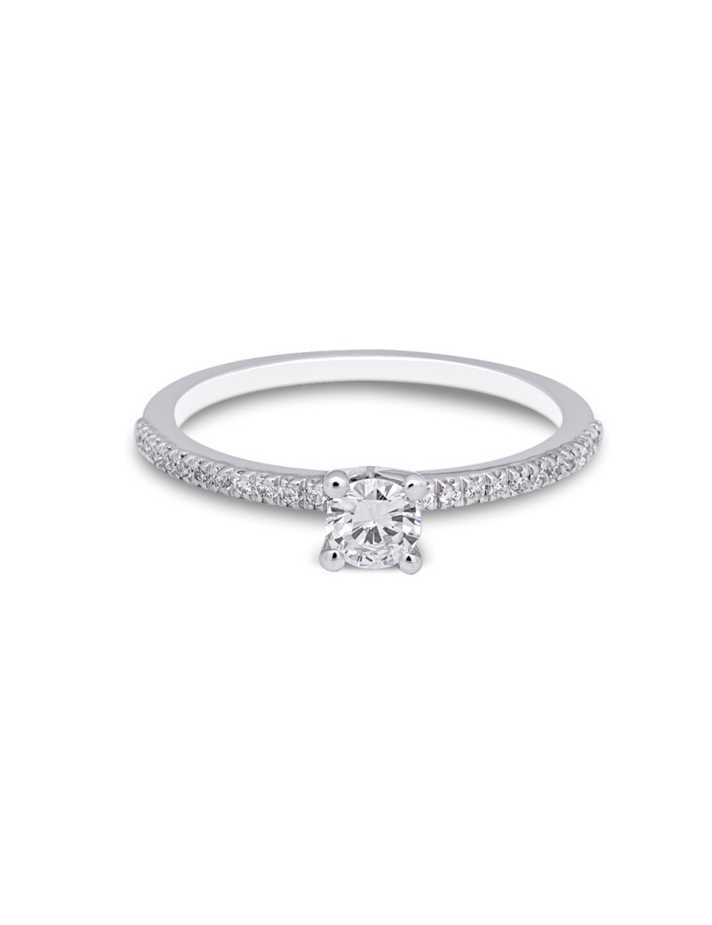 Penelope: Anillo Solitario de Oro Blanco 18kts con Diamante