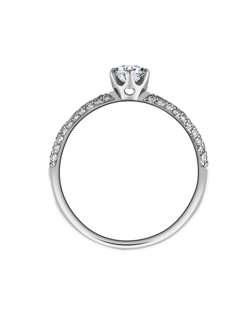 Campanilla: Anillo Solitario de Oro Blanco 18kts con Diamante