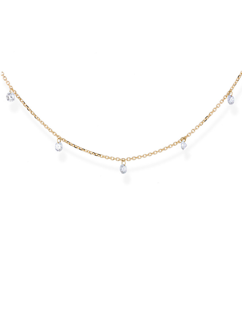 Gargantilla 5 Diamantes Colgantes al Aire 0,50 ct · Joyería Marga Mira