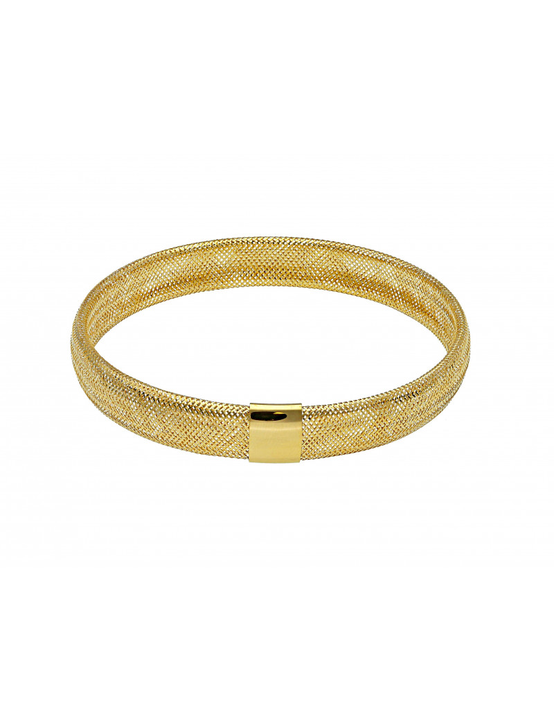 Pulsera Elástica de Oro 18k. Brazalete Flexible de Oro Tejido en Malla