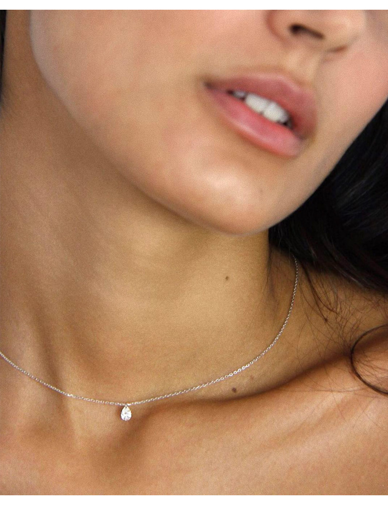 Gargantilla Diamante Pera 0,30 cts  · Collar Diamante Forma de Lágrima