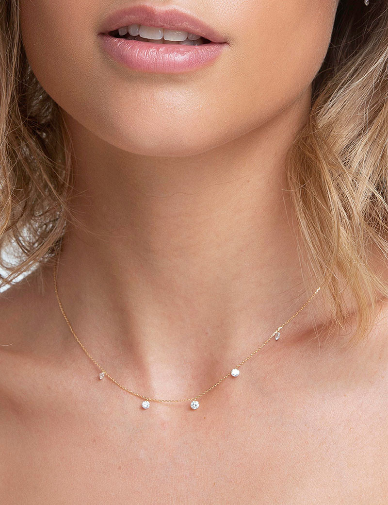 Gargantilla 5 Diamantes Colgantes al Aire 0,50 ct · Joyería Marga Mira