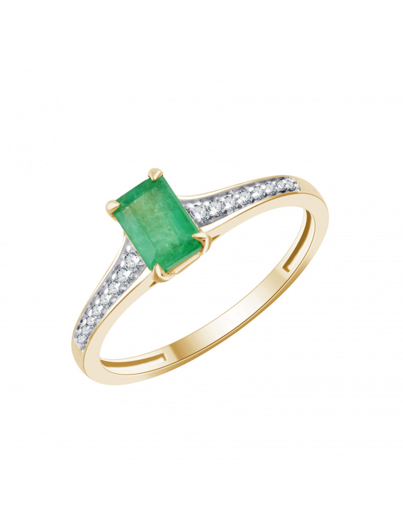 Anillo Esmeralda Rectangular y Diamantes · Joyería Marga Mira