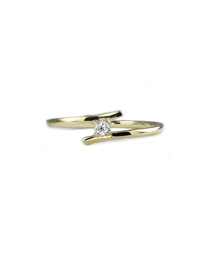 Londres: Anillo Solitario Bypass Diamante Oro Amarillo 18k