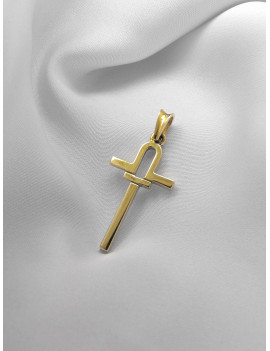 Cruz de Oro Macizo 18k. Colgante Cruz Moderna de 16x30 mm