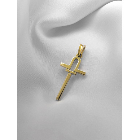 Cruz de Oro Macizo 18k. Colgante Cruz Moderna de 16x30 mm