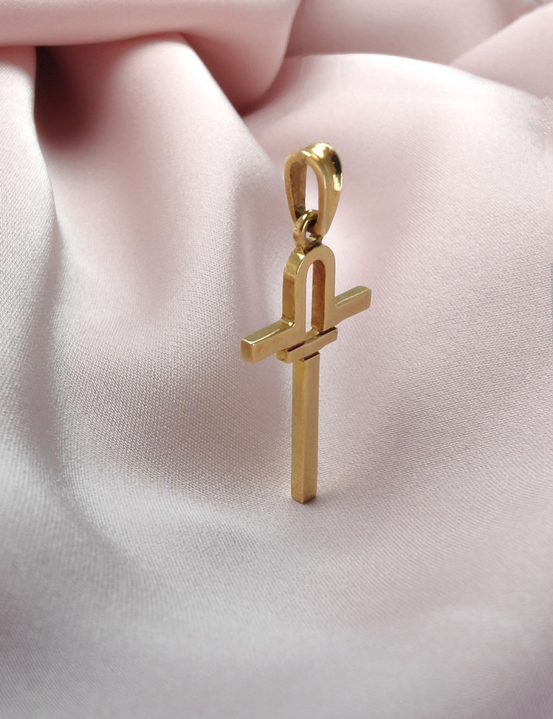 Cruz de Oro Macizo 18k. Colgante Cruz Moderna de 16x30 mm